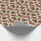Festive Pinecones and Red Berries – Cozy Seasonal Geschenkpapier (Ecke)