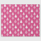 Festive Pink and White Christmas Tree Pattern Geschenkpapier (Flach)