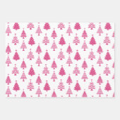 Festive Pink and White Christmas Tree Pattern Geschenkpapier Set (Vorderseite 2)