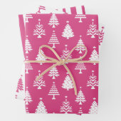 Festive Pink and White Christmas Tree Pattern Geschenkpapier Set (Beispiel)