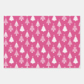 Festive Pink and White Christmas Tree Pattern Geschenkpapier Set (Vorderseite)