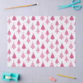 Festive Pink and White Christmas Tree Pattern Seidenpapier (Basteln)