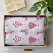 Festive Pink and White Christmas Tree Pattern Seidenpapier (Geschenk)