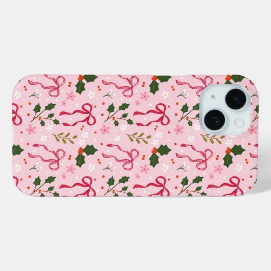 Festive Pink Bow Phone Case (Rückseite (Horizontal))