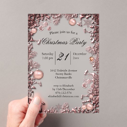 Festive Pink Celebration Baubles Christmas Party Acryleinladungen (Insitu (Handheld))