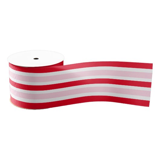 Festive Pink Red Stripes Christmas Ripsband (Spule)