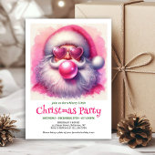 Festive Pink Santa Bubble Gum Funny Christmas Einladung