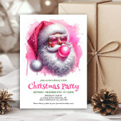 Festive Pink Santa Bubble Gum Funny Christmas Einladung