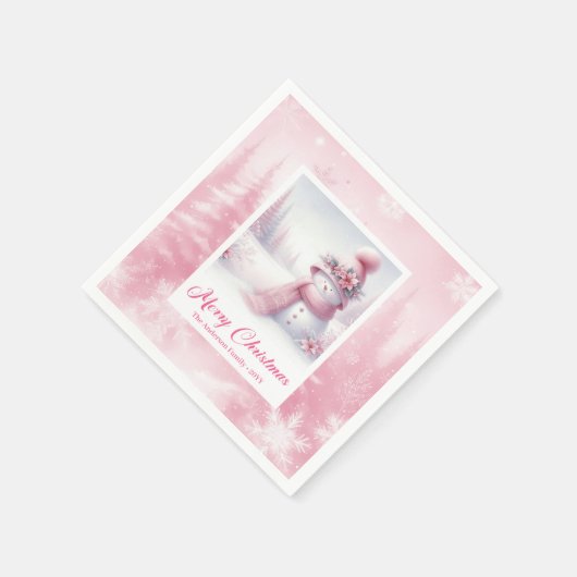 Festive Pinkmas Christmas Scene Napkins Kids Party Serviette (Ecke)