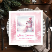 Festive Pinkmas Christmas Scene Napkins Kids Party Serviette