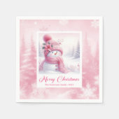 Festive Pinkmas Kids Cozy Winter Scene Party Xmas Serviette (Vorderseite)
