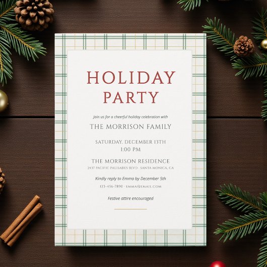 Festive Plaid Holiday Party Invitation Einladung