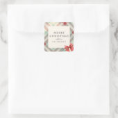 Festive Plaid Photo Christmas Quadratischer Aufkleber (Tasche)