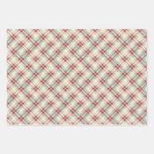 Festive Plaid Red Cream And Green Christmas Geschenkpapier Set (Vorderseite)
