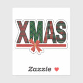 Festive Plaid XMAS Red Bow Sticker (Blatt)