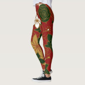 Festive Poinsettia Christmas Floral Leggings (Links)