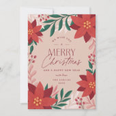 Festive Poinsettia Flowers Christmas Feiertagskarte (Vorderseite)