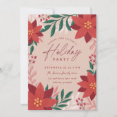 Festive Poinsettia Flowers Holiday Party Einladung (Vorderseite)