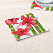 Festive Poinsettia Holiday Coaster Rechteckiger Pappuntersetzer (angewinkelt)