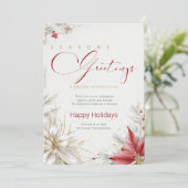 Festive Poinsettias Business Seasons Greetings Einladung (Stehend Vorderseite)