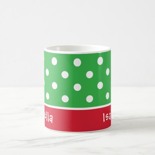 Festive Polka Dots Custom Christmas Monogram Name Kaffeetasse (Mittel)
