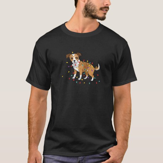 Festive Puppy Fun Adorable Dog Tangled in Christma T-Shirt (Vorderseite)