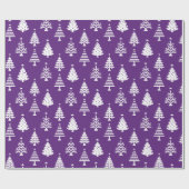 Festive Purple and White Christmas Tree Pattern Geschenkpapier (Flach)