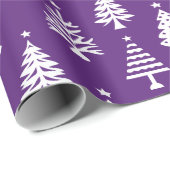 Festive Purple and White Christmas Tree Pattern Geschenkpapier (Rolleneckpunkt)
