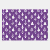 Festive Purple and White Christmas Tree Pattern Geschenkpapier Set (Vorderseite)