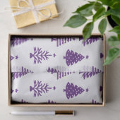 Festive Purple and White Christmas Tree Pattern Seidenpapier (Geschenk)