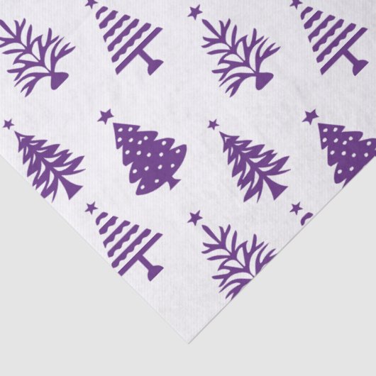 Festive Purple and White Christmas Tree Pattern Seidenpapier (Detail)