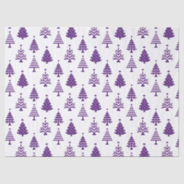 Festive Purple and White Christmas Tree Pattern Seidenpapier