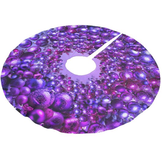 Festive Purple Holiday Tree Skirt  Polyester Weihnachtsbaumdecke (Schrägansicht)