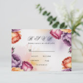 Festive Purple Orange and Red Roses Wedding RSVP Karte (Stehend Vorderseite)
