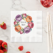Festive Purple Orange and Red Roses Wedding Serviette (Beispiel)