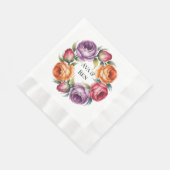 Festive Purple Orange and Red Roses Wedding Serviette (Ecke)