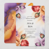 Festive Purple Orange and Red Roses Wedding Shower Einladung (Vorne/Hinten)