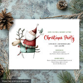 Festive Quirky Santa Watercolor Holiday Invitation Einladung