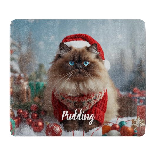 Festive Ragdoll Cat Christmas Personalized  Schneidebrett (Vorderseite)