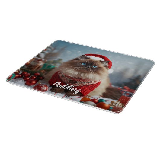 Festive Ragdoll Cat Christmas Personalized Schneidebrett (Ecke)