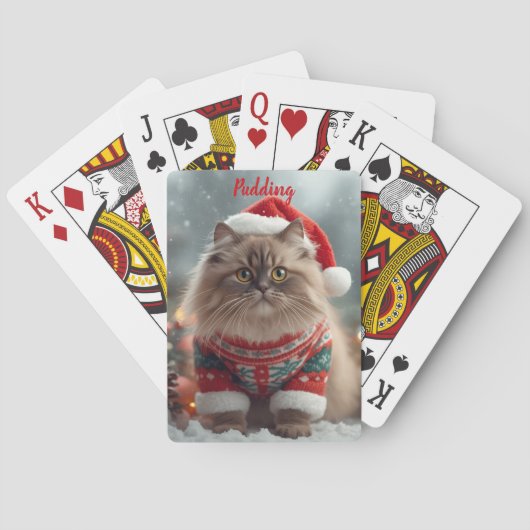 Festive Ragdoll Cat Christmas Personalized  Spielkarten (Rückseite)