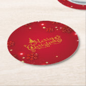 Festive Red and Gold Christmas Stickers Runder Pappuntersetzer (Angewinkelt)
