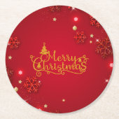 Festive Red and Gold Christmas Stickers Runder Pappuntersetzer (Vorderseite)