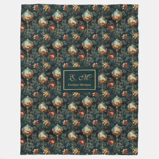 Festive red and gold luxury baubles blanket custom fleecedecke (Vorderseite)