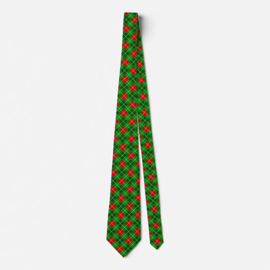 Festive Red and Green Christmas Argyle Pattern  Krawatte (Vorderseite)