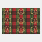 Festive Red And Green Plaid With Custom Monogram Geschenkpapier Set (Vorderseite 2)