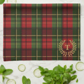 Festive Red And Green Tartan With Custom Monogram Geschirrtuch (Gefaltet)