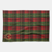 Festive Red And Green Tartan With Custom Monogram Geschirrtuch (Horizontal)