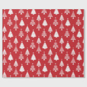 Festive Red and White Christmas Tree Pattern Geschenkpapier (Flach)