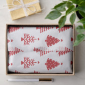 Festive Red and White Christmas Tree Pattern Seidenpapier (Geschenk)